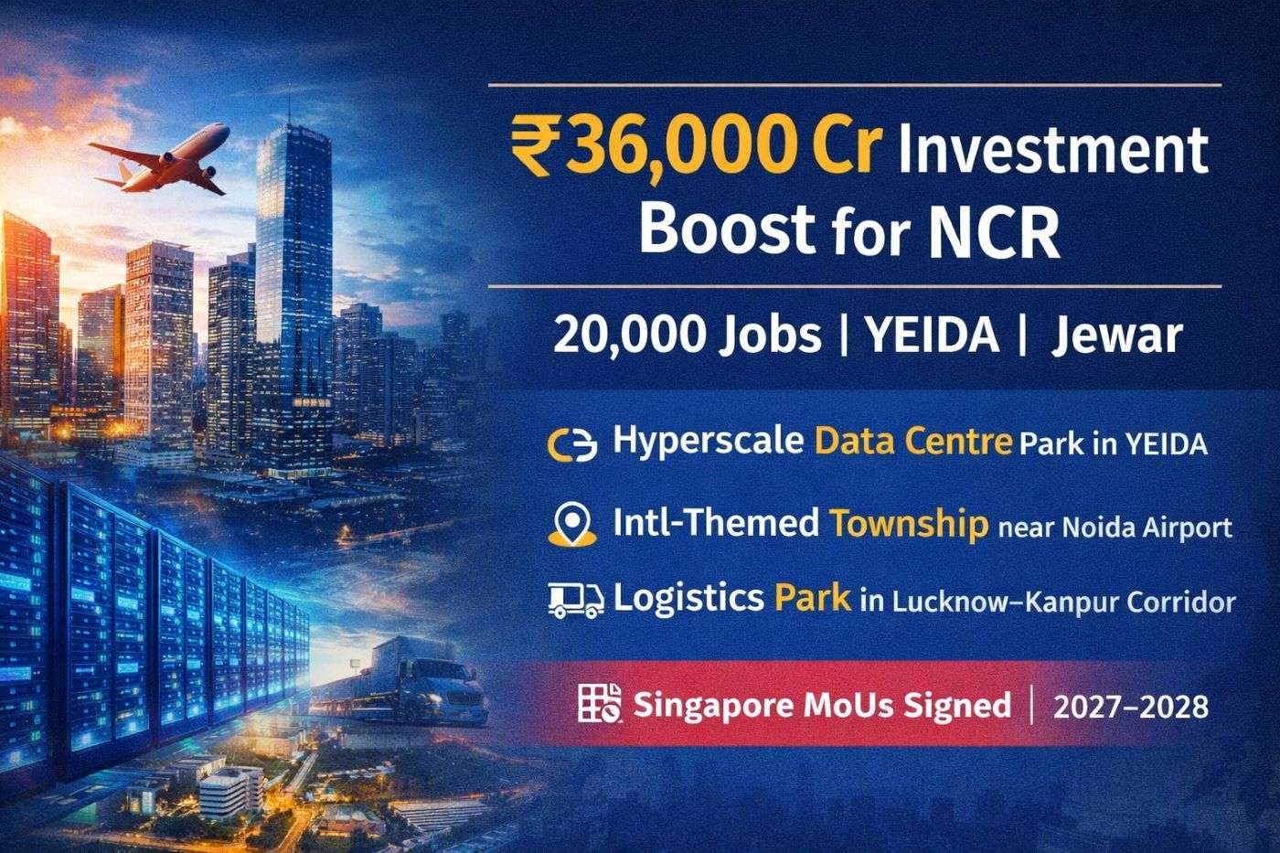 UP Signs MoUs Worth ₹36,000 Crore for Data Centre & Integrated Townships in NCR