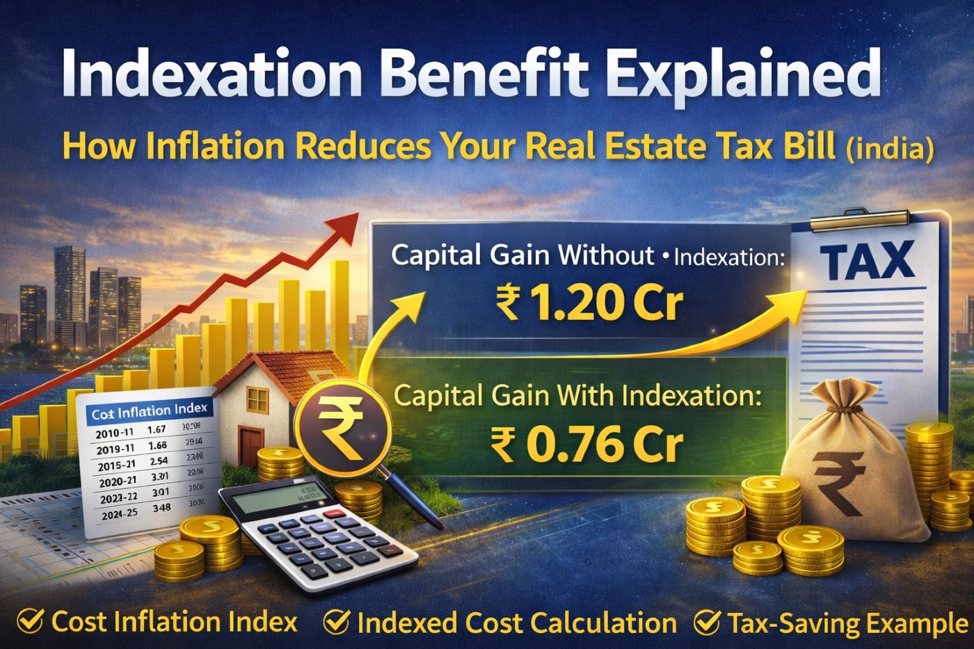 Indexation Benefit Explained: Reduce Capital Gains Tax on Property in India