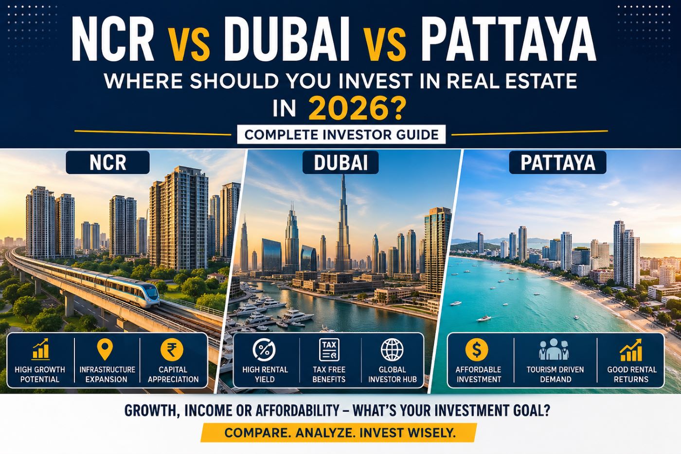 NCR vs Dubai vs Pattaya: Where Should You Invest in Real Estate in 2026? (Complete Investor Guide)
