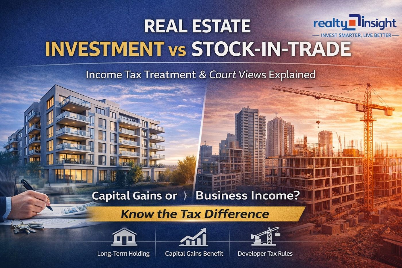 Real Estate Held as Investment vs Stock-in-Trade – Income Tax Treatment & Court Views in India