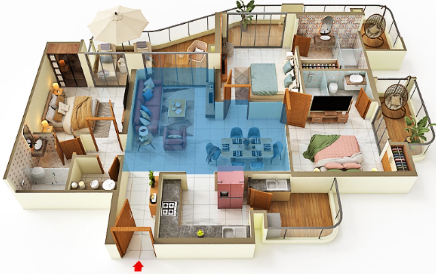 Floor plan 3bhk